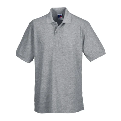 Image of Russell Athletic Mens Polycotton Pique Hardwearing Polo Shirt (Light Oxford) Grey Size Large