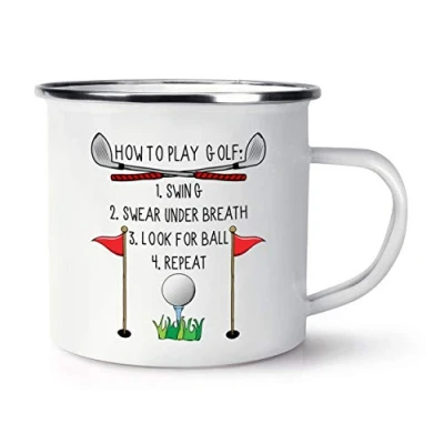 Image of How to Play Golf Retro Enamel Mug Cup