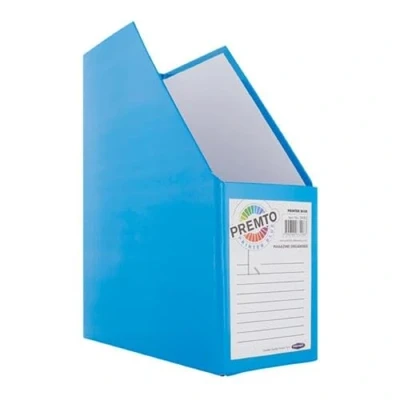 Image of Magazine File Organiser Office School Desk Newspaper Document Storage Box Stand (Printer Blue)