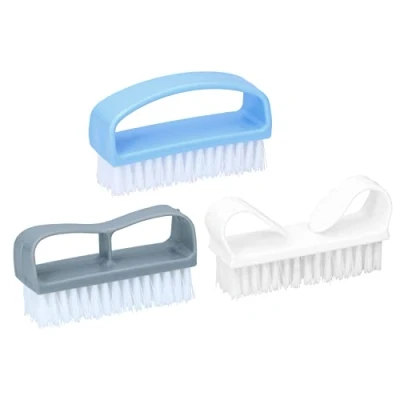 Image of Pack of 3 Plastic Nail Brushes with Handle on Blister Card Hand Brush