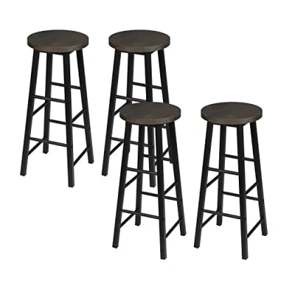 Image of WOLTU Breakfast Kitchen Counter Bar Stools Set of 4 PCS MDF Seat Chairs Metal Legs Barstools Black+Rustic High Stools, BH130srs UK