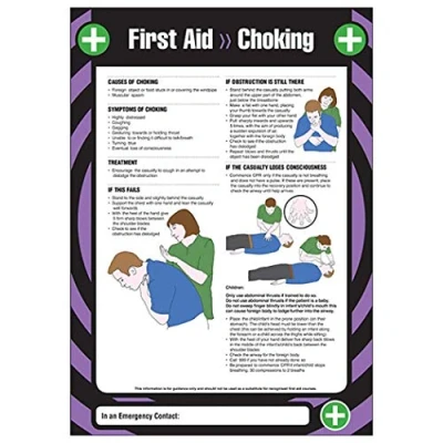 Image of V Safety First Aid Poster For Choking A2 594 x 420mm Heavy Duty