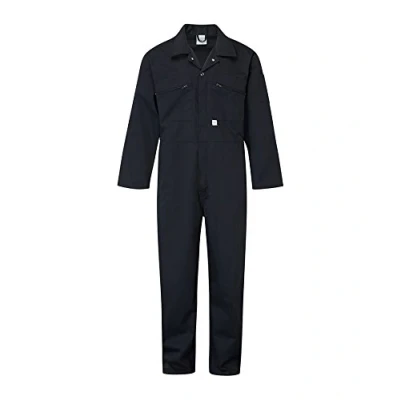 Image of Castle Clothing Mens Elasticated Zip Front Coverall Mechanics Work Overall Boilersuit Heavy Duty (Navy Blue 366, 48&quot;)