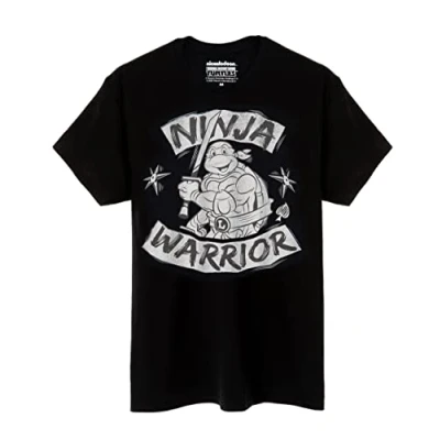 Image of Teenage Mutant Ninja Turtles T Shirt for Adults Mens Womens Ladies TMNT Warrior Comics Leonardo Michelangelo Donatello Raphael Fighting Reptiles Black