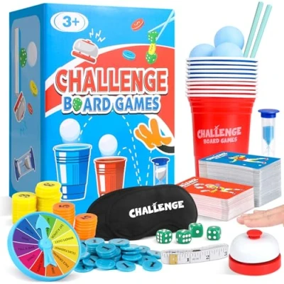 Image of Pourbibi Party Games and Family Games, for Adults, Board Kids Adults Beat Your Friends at 240 Challenges, Fun Card Game Night Christmas Gifts