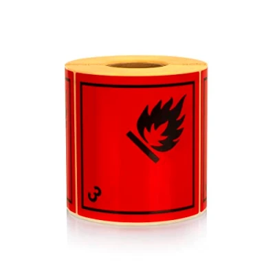 Image of MD Labels 500 Paper Dangerous Goods Labels, 100 x mm, Class 3 Flammable Liquid Materials, FSC Certified, UV Flex Print, Rubber Adhesive, 800 g