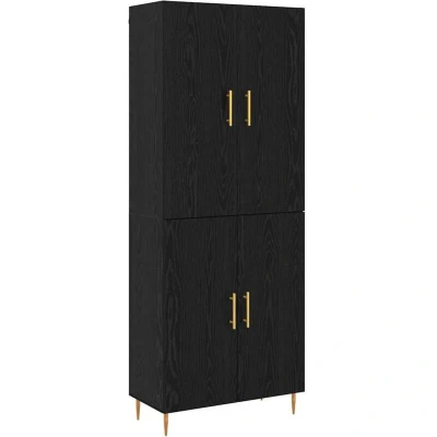 Image of vidaXL Highboard Black oak 69.5 x 34 180 cm Engineered wood