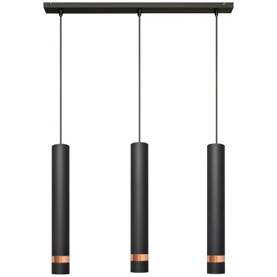 Image of Tuba Straight Bar Pendant Ceiling Light Black, Rose Gold 60cm