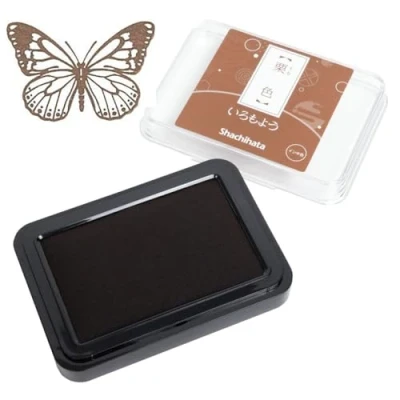 Image of IROMOYO Stamp PAD, for Journaling and Scrapbooking Traditional Japanese Ink Colour, Oil Based pad Brown, Speedy Drying Time