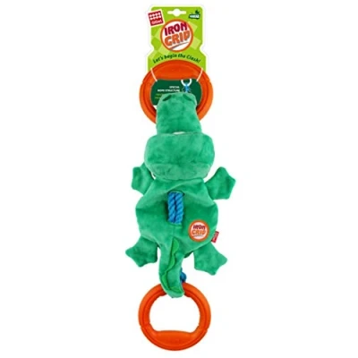 Image of GiGwi Iron Grip Crocodile Plush Tug Dog Toy with TPR Handle of War Interactive Play