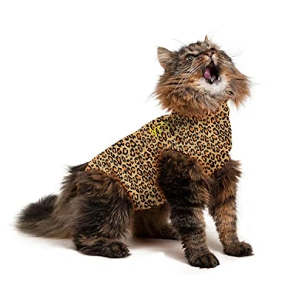 Image of MPS Medical Pet Shirt Cat, Surgery Recovery Suit, Leopard Print, XX Small