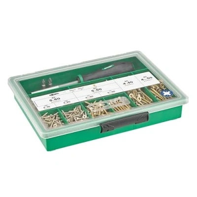 Image of SPAX Yellox 4000001991059 Large Assortment of Screws Set with 8 Dimensions + Screwdriver BITs, 630 Pieces, Countersunk Head, Phillips Z, Yellow