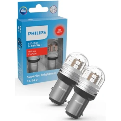 Image of Philips Ultinon Pro7000 LED car signaling bulb (P21/5W red), 12V/24V