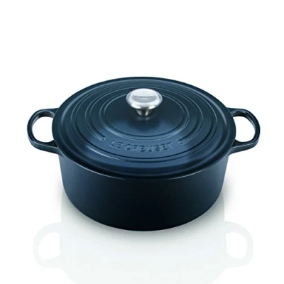 Image of Le Creuset Signature Enamelled Cast Iron Round Casserole Dish With Lid, 20 cm, 2.4 Litre, Navy, 21177205214430