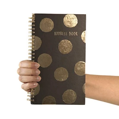 Image of Slim Telephone Address Book A Z Index Hard Back Spiral Bound Cover (Spots Design)