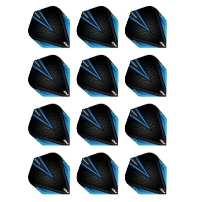 Image of RED DRAGON Hardcore Radical Black &amp; Blue Extra Thick Standard Dart Flights 4 sets Per Pack (12 in total)