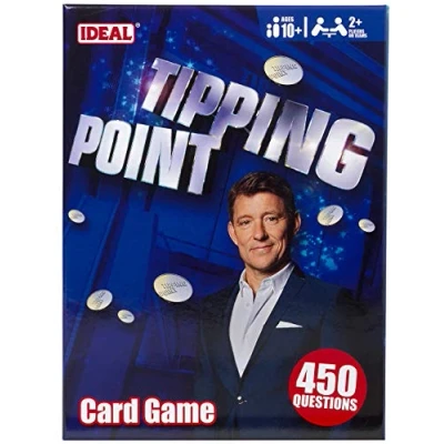 Image of IDEAL Tipping Point Card Game: includes 450 Questions Family TV Show Board Game For 2+ Players Ages 10+