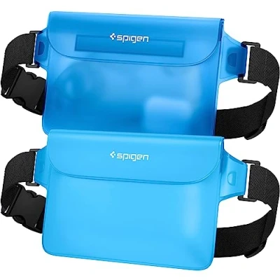 Image of Spigen Aqua Shield Waterproof Dry Bag, [Quad Seal Tech] [Non Toxic TPU Material] IPX8 Bags with Adjustable Waist Strap for Paddle Boarding, Fishing, Kayaking, and Camping Sea Blue