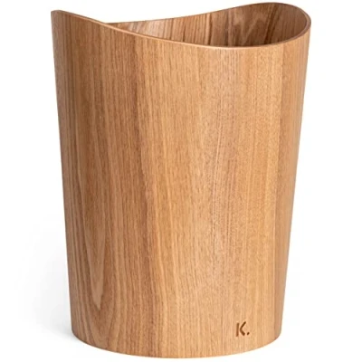 Image of Kazai. Real Wood Waste Paper Bin Börje Wooden Basket for Office, Kids&#039; Room, Bedroom and more 9 liters Ash