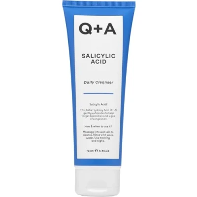 Image of Q+A Salicylic Acid Daily Cleanser Exfoliating Face Wash for Clear Skin, Targets Breakouts &amp; Pore Congestion, Hydrating with Betaine Allantoin, Vegan Cruelty Free, Made in UK, 125ml