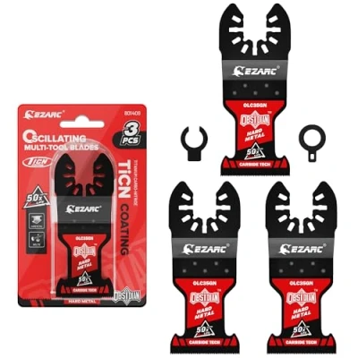 Image of EZARC Obsidian Carbide Oscillating Saw Blades, Multi Tool Blades Quick Release for Hard Metal, Nails, Bolts and Screws, 3 Pack