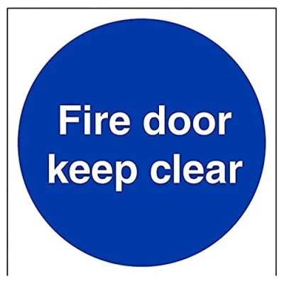 Image of V Safety Fire Door Keep Clear Mandatory Sign 200mm x 1mm Rigid Plastic