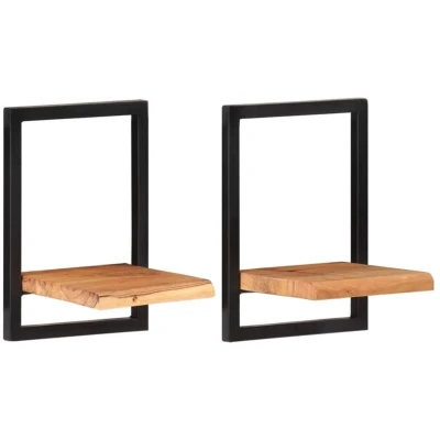 Image of vidaXL Wall Shelves 2 pcs 25x25x35 cm Solid Wood Acacia and Steel
