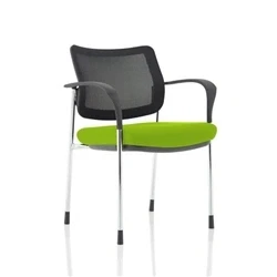 Image of Brunswick Deluxe Mesh Back Chrome Frame Bespoke Seat Green With Arms