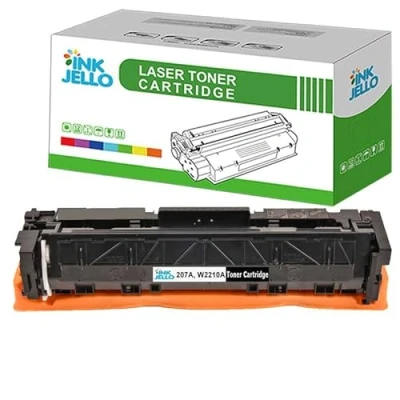 Image of InkJello 207A Toner Cartridge with Chip For Printer, Compatibile HP Colour LaserJet Pro M255dw M255nw MFP M282nw M283fdn M283fdw W2210A Black (1 Pack)