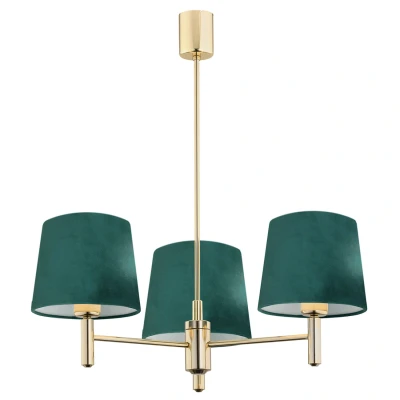 Image of Ponte Plus Multi Arm Pendant Ceiling 3 Light Green, Dark Brass Steel