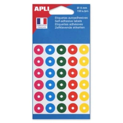 Image of APLI 11335 Pack of 150 Assorted Coloured Eyelets Diameter 15 mm