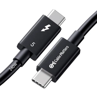 Image of Cable Matters [Intel Certified] 80Gbps Thunderbolt 5 with up to 120Gbps Bandwidth Boost and 240W Charging in Black 0.5m / 1.6ft, Compatible 4, USB4, 3 USB C