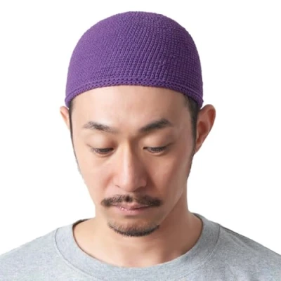 Image of CHARM Kufi Hat Mens Beanie Men Cotton Skull Cap Hand Made 2 Sizes Islam Purple M