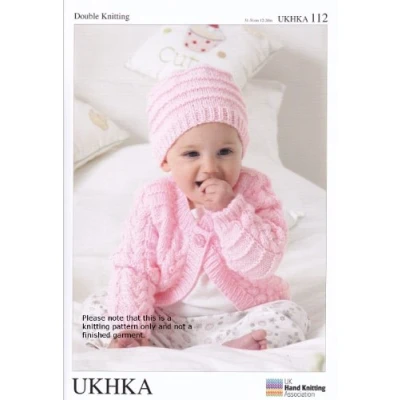 Image of Double Knitting DK Pattern for Long Short Sleeved Baby Cardigans Hat &amp; Blanket (UKHKA 112)