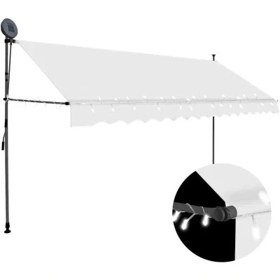 Image of vidaXL Manual Retractable Awning with LED 350 cm Cream