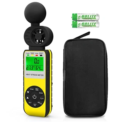 Image of Digital Wind Speed Meter Anemometer,Handheld Heat Stress WBGT Tracker Measures Velocity/Wind Temperature/Humidity,Wind Gauge Wet Bulb Globe Temperature Monitor for Industrial and Outdoor