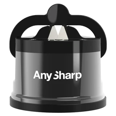 Image of AnySharp Pro Metal Knife Sharpener, Hands Free Safety, PowerGrip Suction, Sharpens All Kitchen Knives, Ideal for Hardened Steel &amp; Serrated, World&#039;s Best, Compact, One Size, Wolfram,