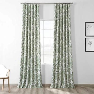 Image of HPD Half Price Drapes Printed Room Darkening Curtain 50 X 108 (1 Panel), BOCH KC16072B 108, Tea Time Green