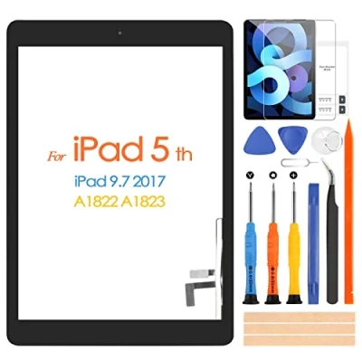 Image of ARSSLY Touch Screen for iPad 2017 A1822 A1823 Digitizer 5 9.7 Touchscreen Replacement 5th with Tools (with Home Button, Not LCD Display, Black)