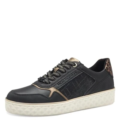 Image of MARCO TOZZI Women&#039;s Laced Trainers 2 23762 43 Sneaker, Black (Black Comb), 4 UK