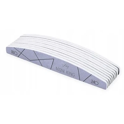Image of MANI KING Nail File 180/240 10 Pieces Half Moon Coarse Double Sided Files For Gel Nails Various Grain Shapes Professional Manicure Studio