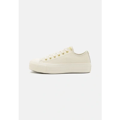Image of Converse Chuck Taylor ALL STAR LIFT Platform Trainers, Women&#039;s, Size: 3, Egret/gold Leather