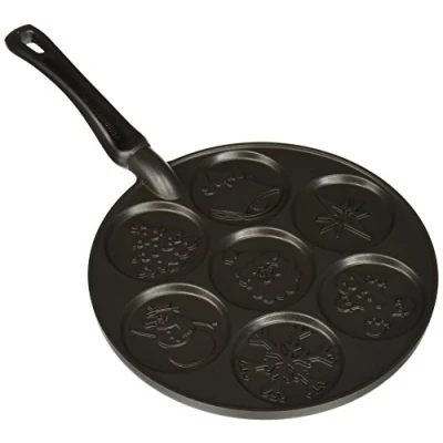 Image of Nordic Ware Holiday Pancake Pan, Cast Aluminium Frying Pan for 7 Pancakes, Mini Maker Black