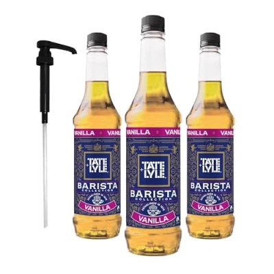 Image of Tate &amp; Lyle Vanilla Coffee Syrup Fairtrade 750ml (3 Bottles, with Pump)