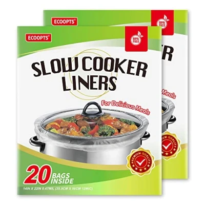 Image of 40 Bags Extra Large Slow Cooker Liners Fits 6 10 QT Pot Suitable for Oval &amp; Round Pot, BPA Free (2 Pack 14&quot;x 22&quot; /Bags)