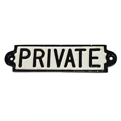 Image of Private Cast Iron Sign Plaque Door Wall Fence Cafe Shop Pub Hotel Bar Office
