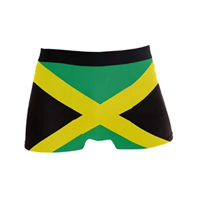 Image of ZZKKO Jamaica Flag Mens Boxer Briefs Underwear Breathable Stretch Trunk with Pouch M Green