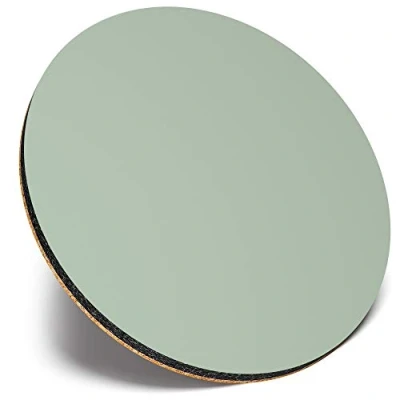 Image of Round Single Coaster Faded Green Colour Block Glossy Quality Coasters Tabletop Protection for Any Table Type #44991