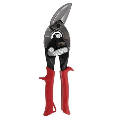 Image of MIDWEST Aviation Snip Left Cut Offset Tin Cutting Shears with Forged Blade &amp; KUSH&#039;N POWER Comfort Grips MWT 6510L