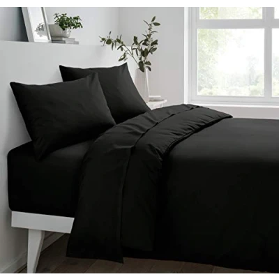 Image of Sleepdown Polycotton Fitted Sheet Black, Super King